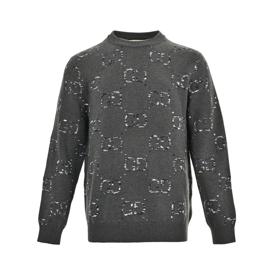 Gradient all-over jacquard logo crew neck sweater