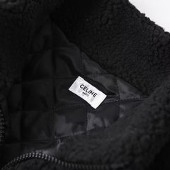 Black pocket lamb wool quilted jacket