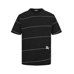 Striped and horse logo embroidered short sleeves