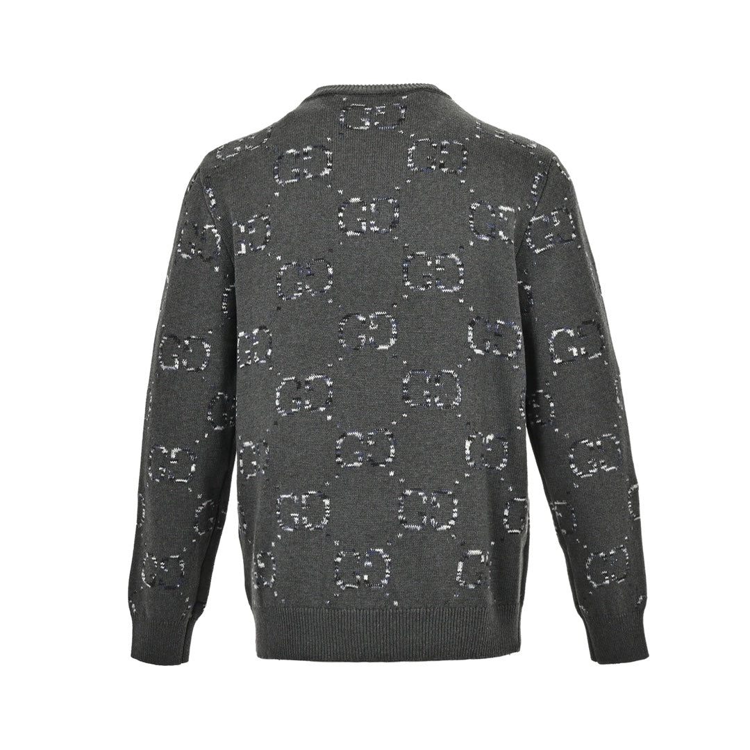 Gradient all-over jacquard logo crew neck sweater