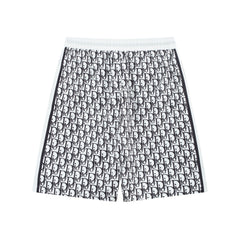 Black and white patterned beach shorts