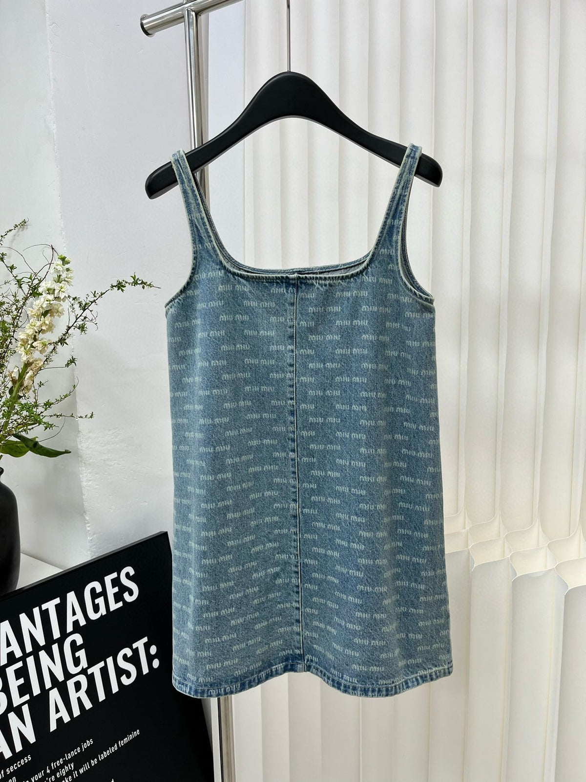 Buchstaben Druck Denim Kleid