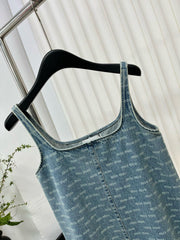 Buchstaben Druck Denim Kleid