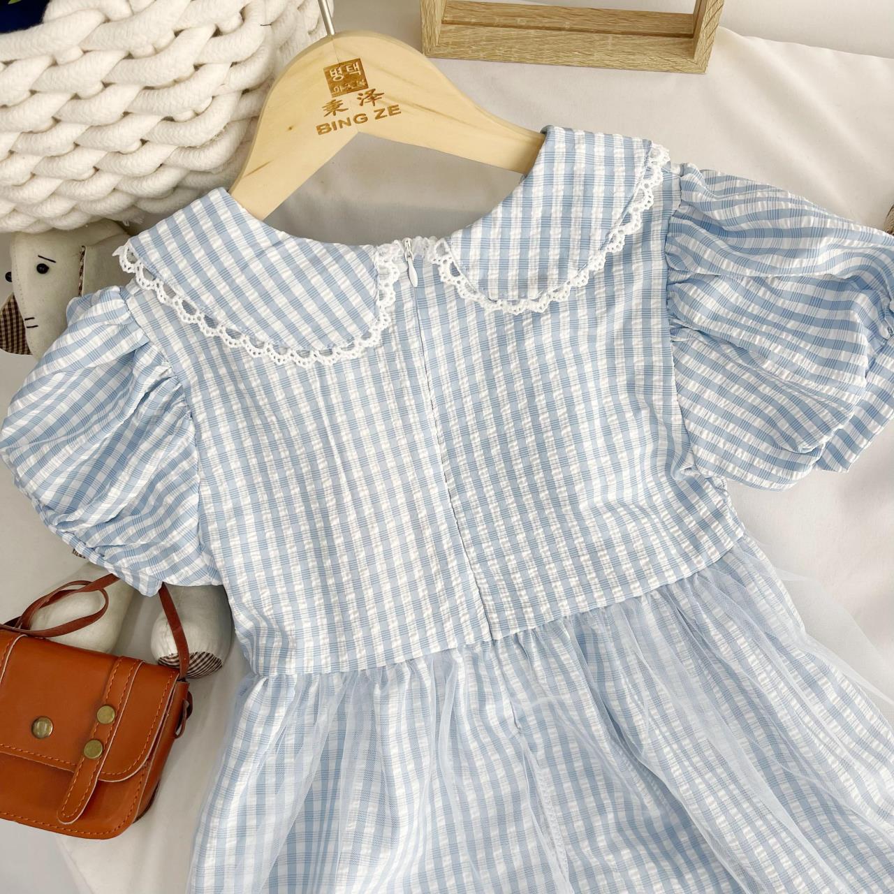 Blue plaid princess dress