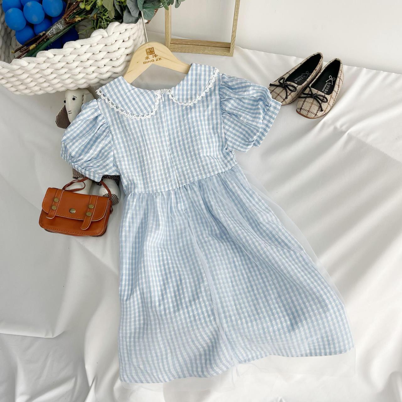 Blue plaid princess dress