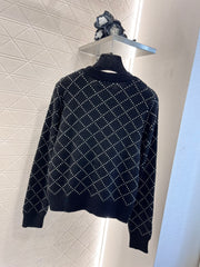 Diamantmuster bestickter Pullover