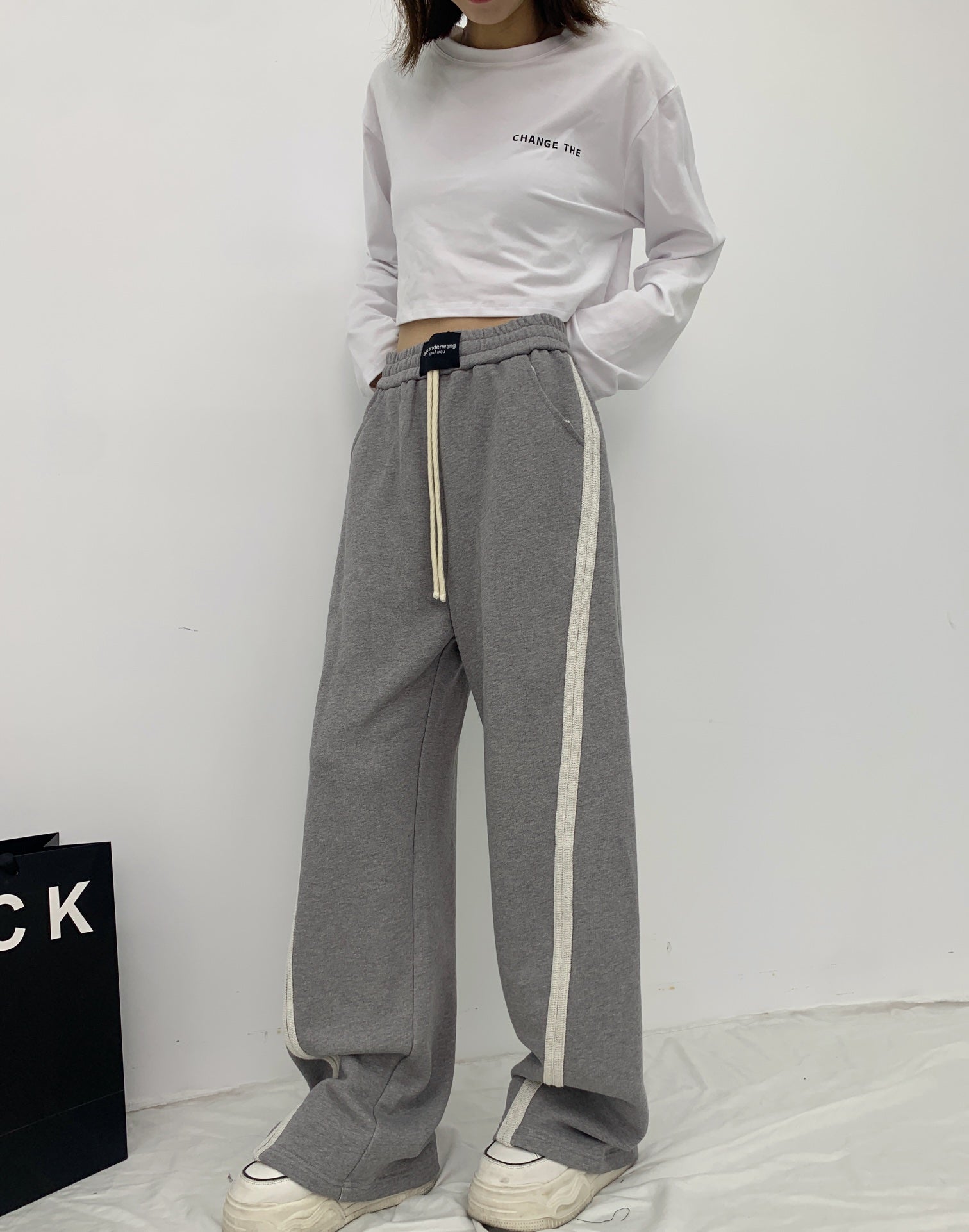 Elastic drawstring casual pants