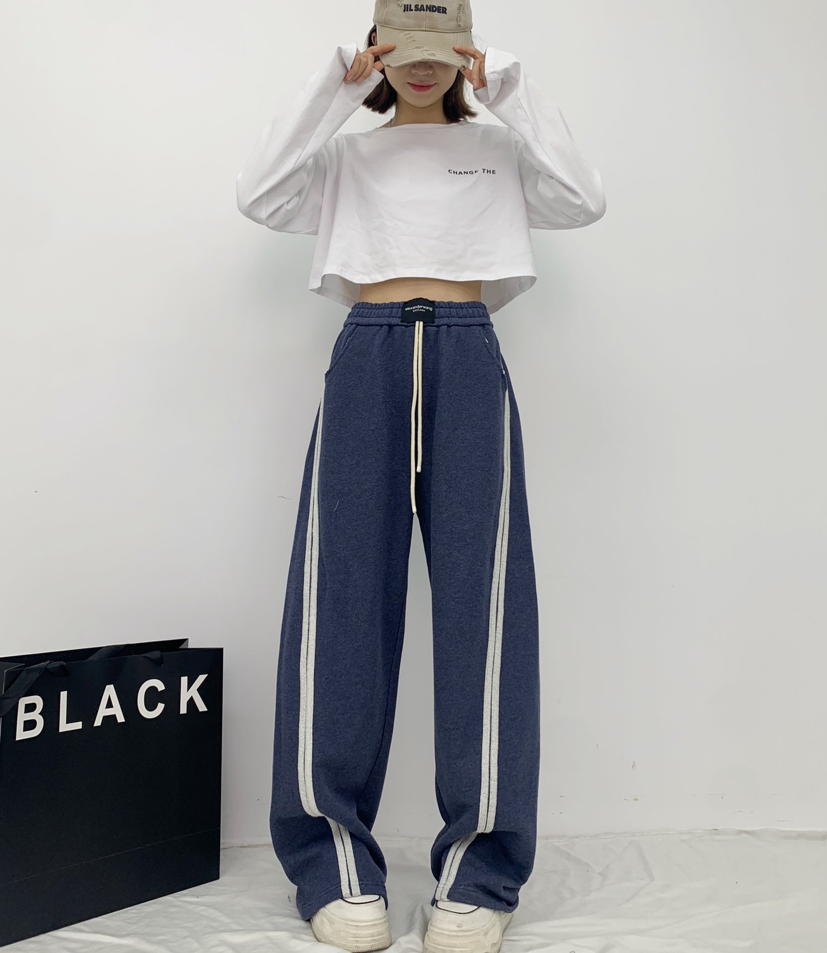 Elastic drawstring casual pants