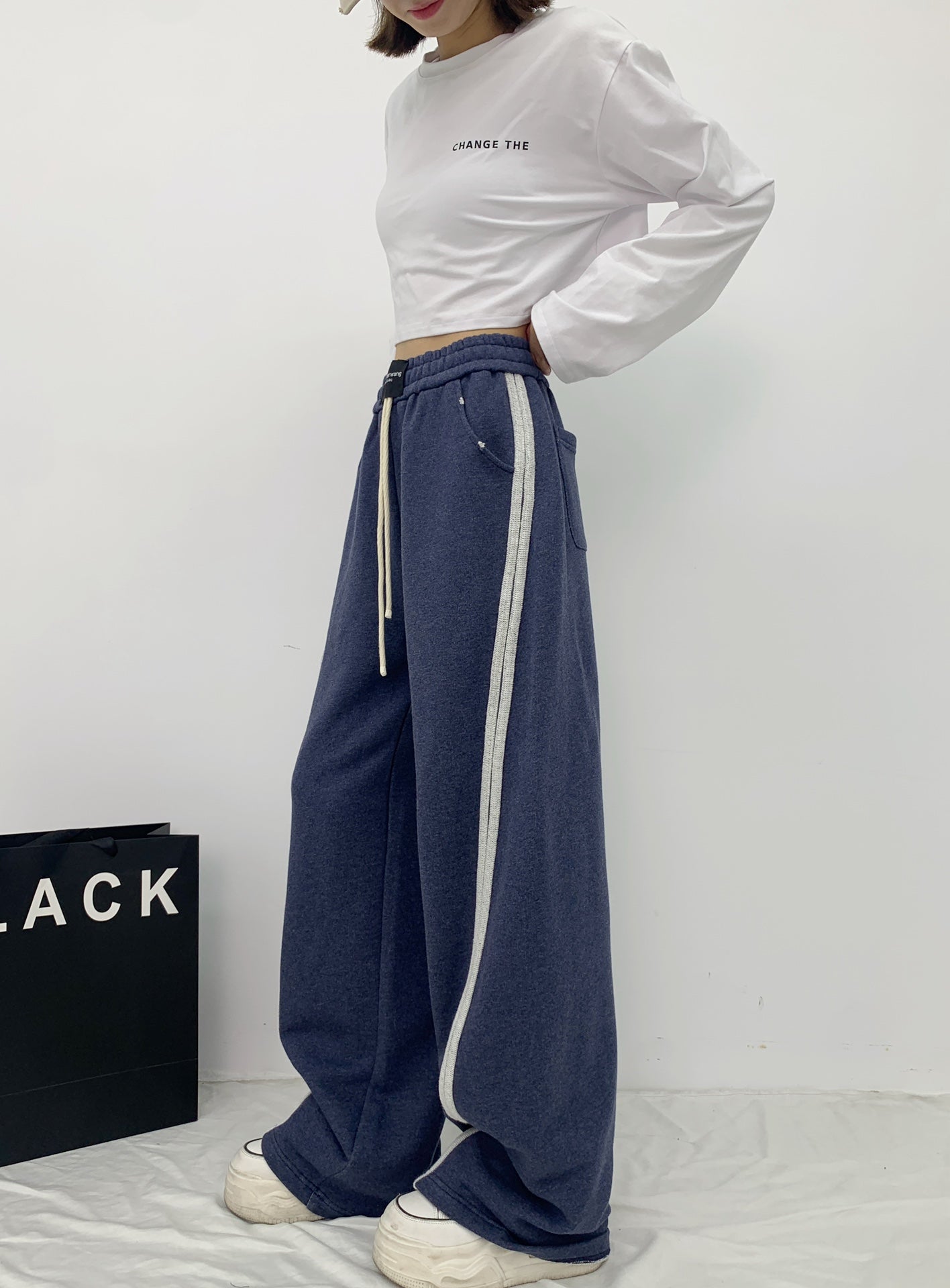 Elastic drawstring casual pants