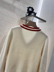 V-neck college knitted pullover sweater