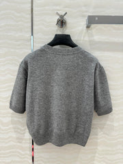 Short-sleeved cashmere sweater