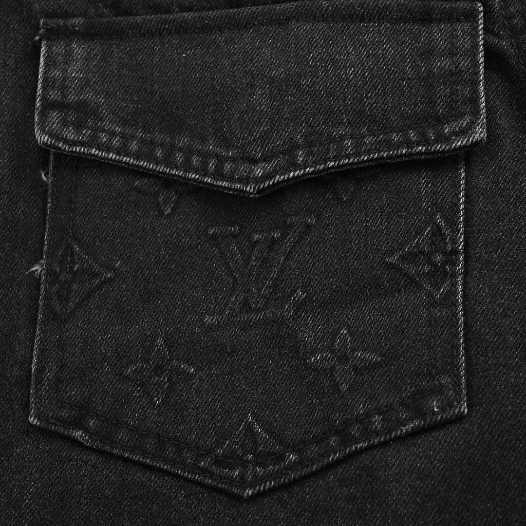 pocket embossed denim jacket