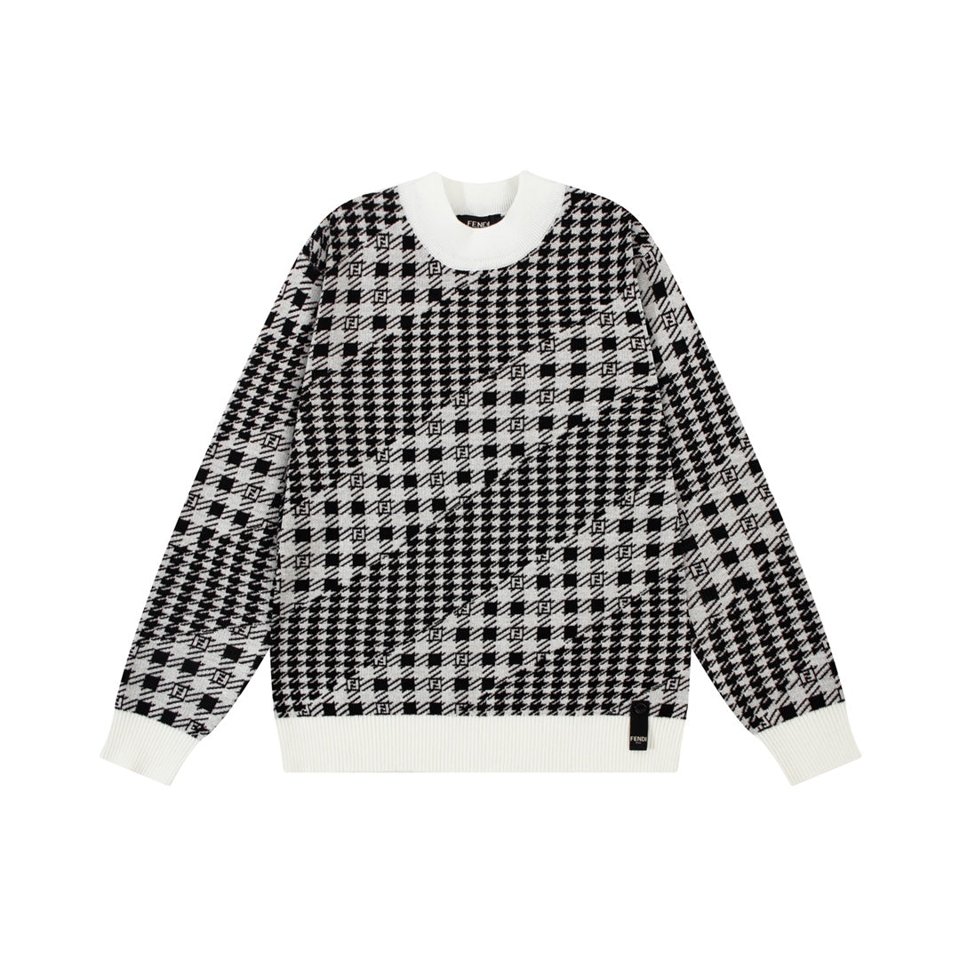 Houndstooth knitted sweater