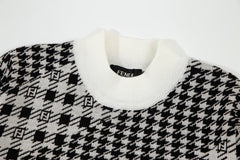 Houndstooth knitted sweater