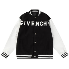 Leather letter embroidered baseball jersey jacket