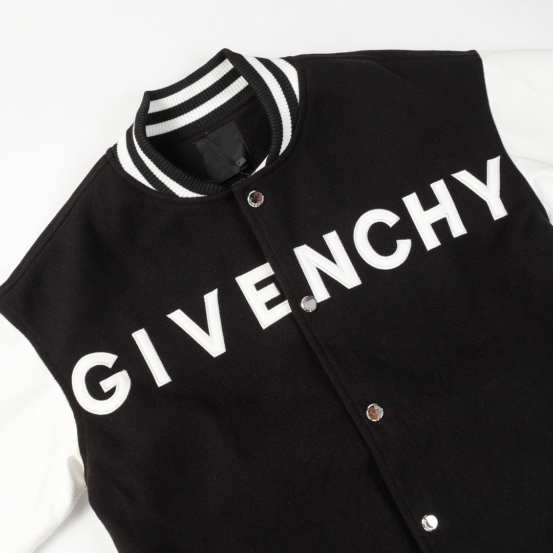 Leather letter embroidered baseball jersey jacket