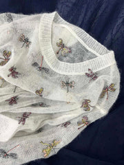 Dragonfly embroidered top