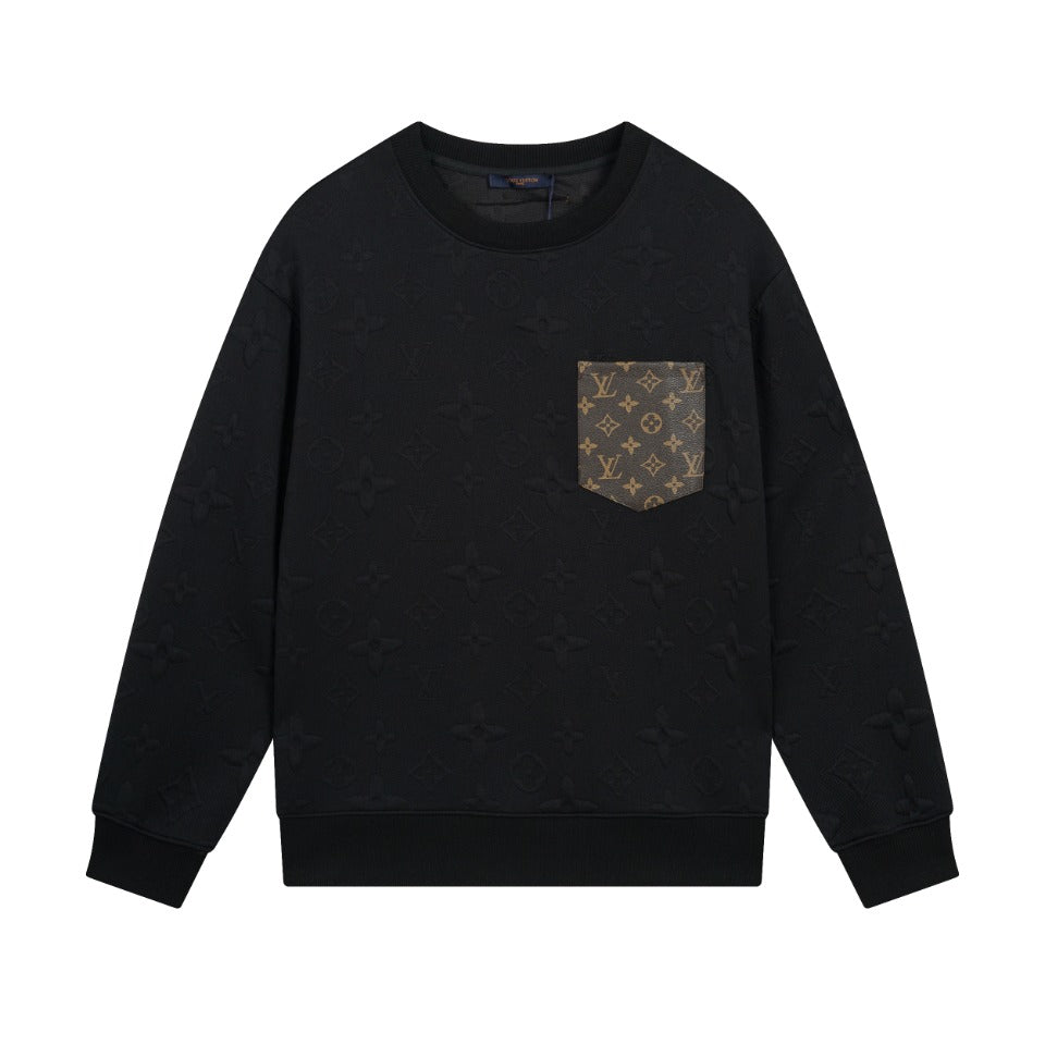 The master personally designed a new fashion brand with embossed monogram logo round neck sweatshirt