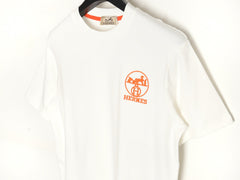 Orange circle embroidered short-sleeved T-shirt