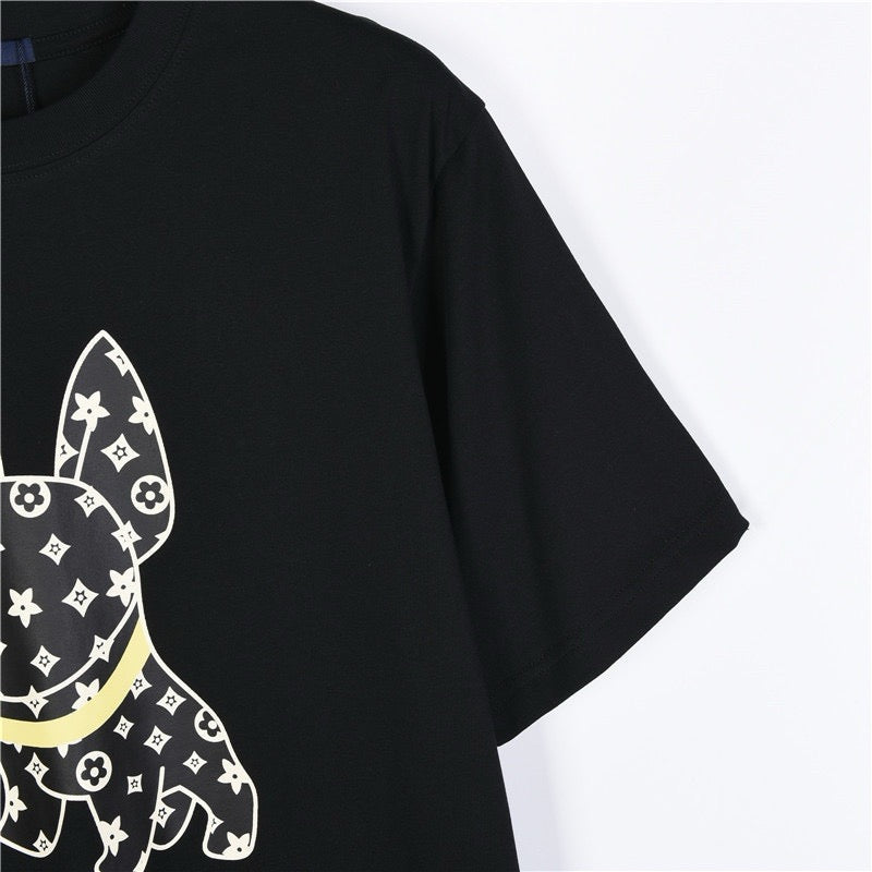 Short-sleeved T-shirt with "French Dou" printed all over