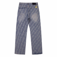 Classic letter-printed logo denim trousers