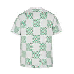 Green checkerboard woolen short sleeves