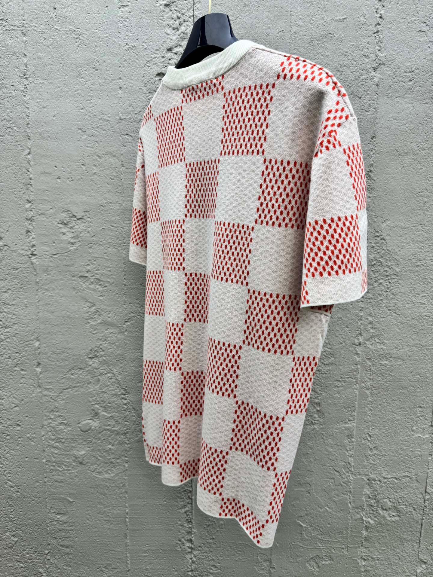 Green checkerboard woolen short sleeves