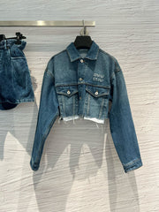 veste en denim à bords bruts