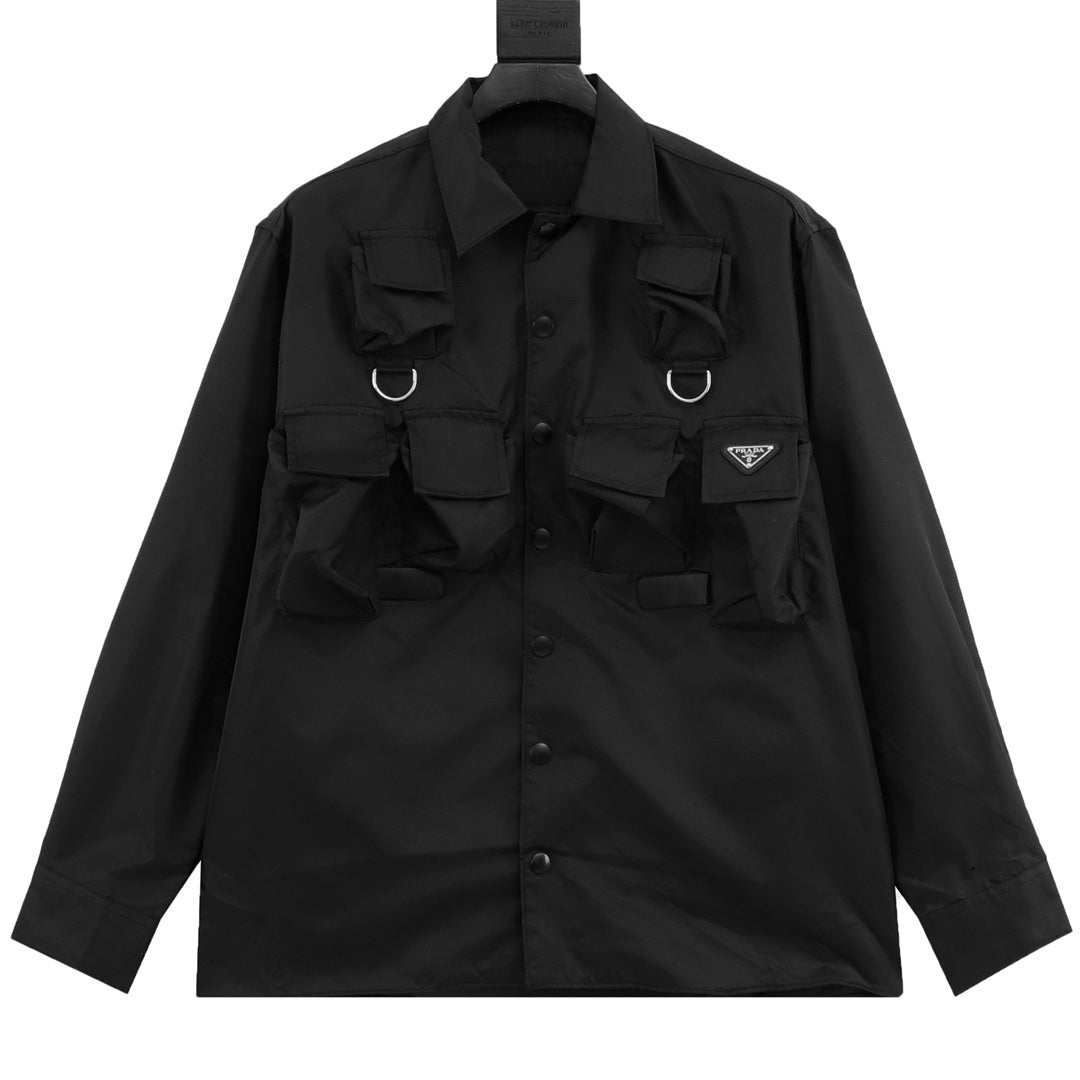 Multi-pocket nylon work jacket