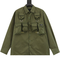 Multi-pocket nylon work jacket