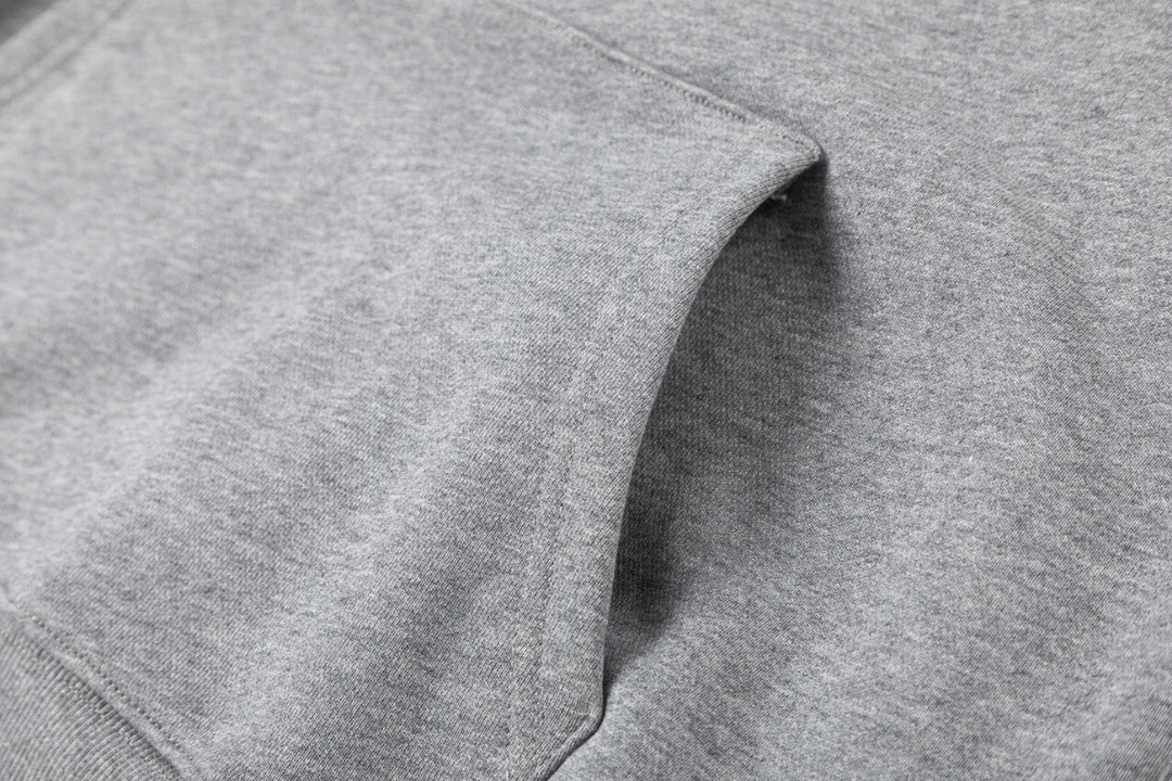 Gray belt printed hooded sweatshirt