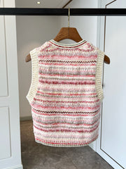 Block Color Stripe Knit Vest