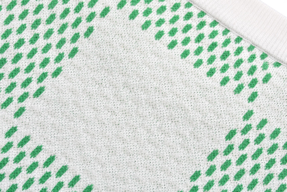 Green Checkerboard Jacquard Short Sleeve T-Shirt