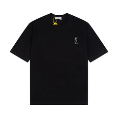 Chest embroidered crew neck T-shirt