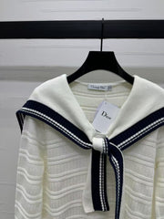 Preppy Shawl Collar Knit Long Sleeve Sweater