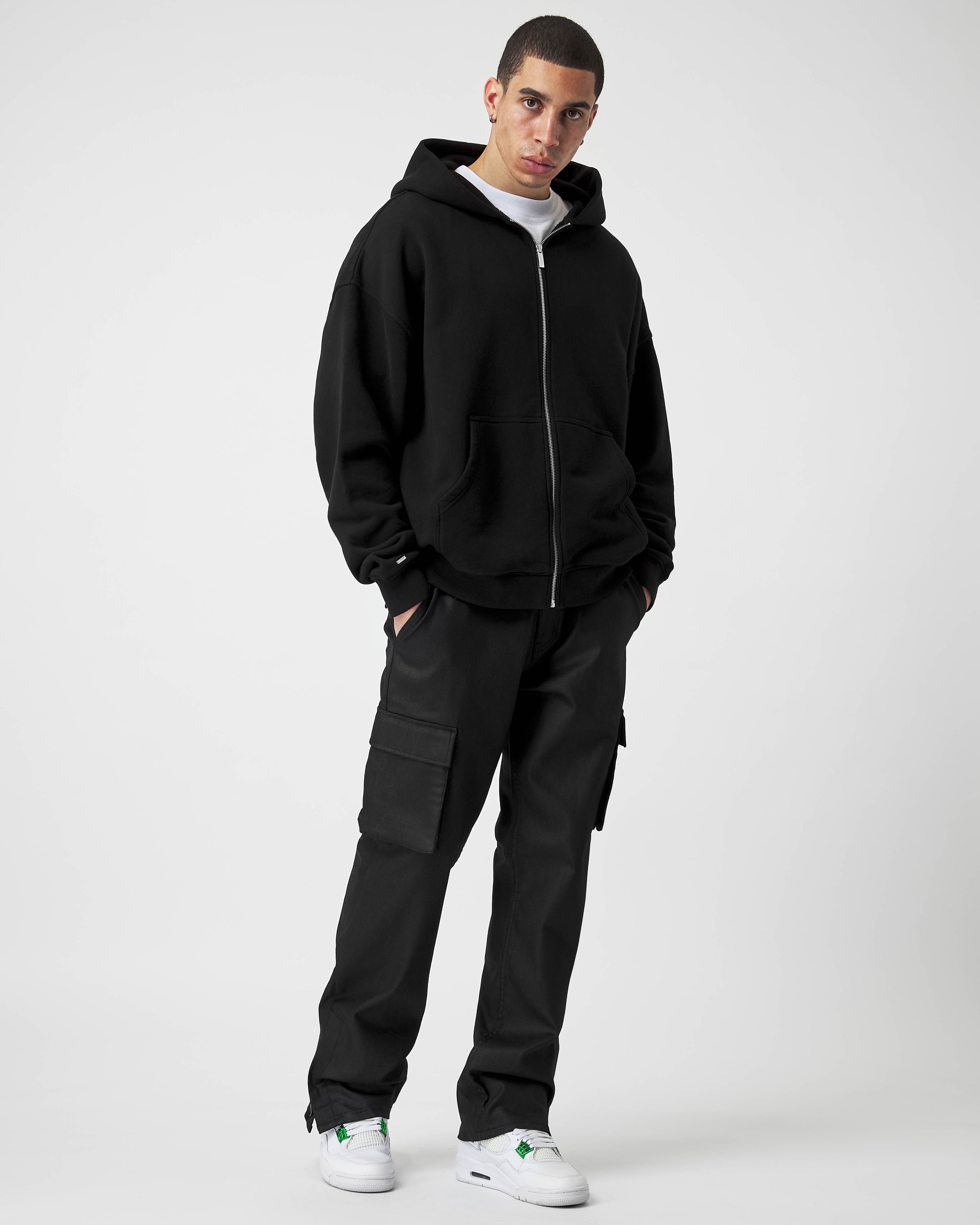 Schwarzer Basic Zip Hoodie