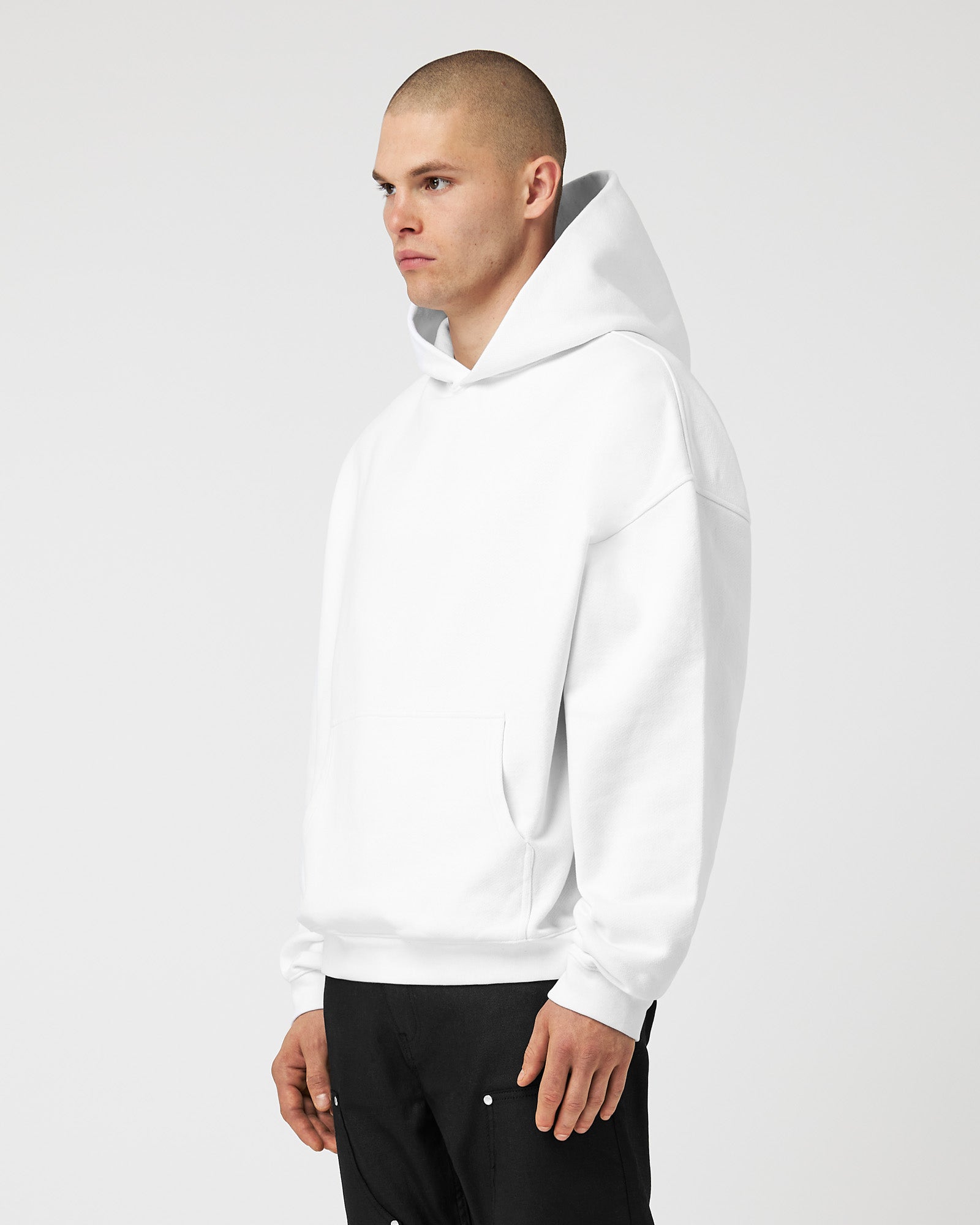 Sweat à capuche basique blanc lourd