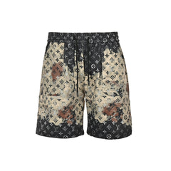 All over print denim shorts