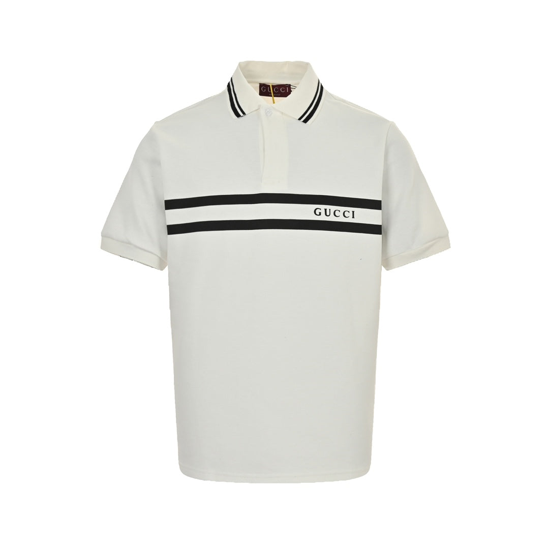 Striped printed lettering Polo short sleeve