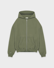 Schwerer rauchiger grüner Basic Zip Hoodie