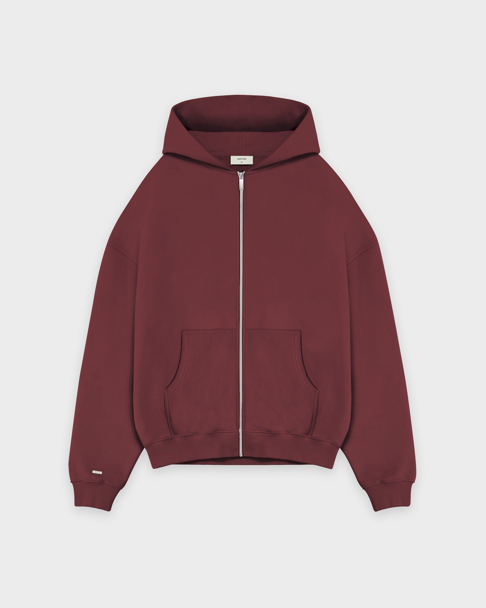 Schwerer rubinroter Basic Zip Hoodie