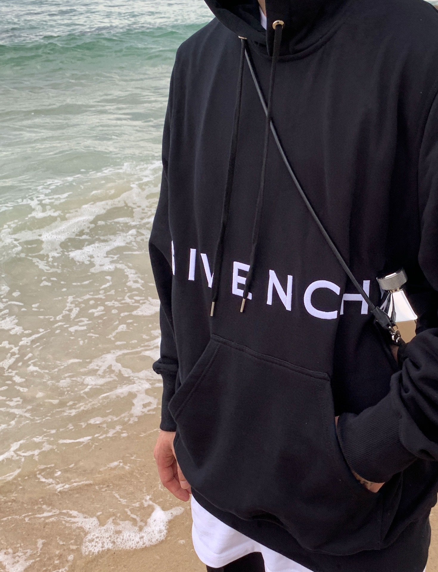 Embroidered large logo hooded sweatshirt