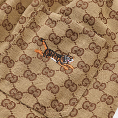 Tiger Embroidered Canvas Print Casual Pants