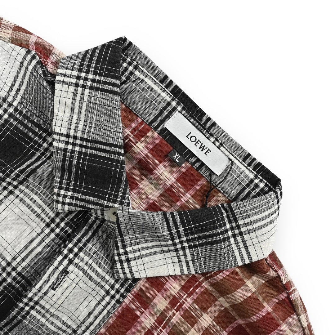 plaid panel long sleeve shirt