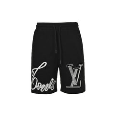 embroidered large letter logo shorts