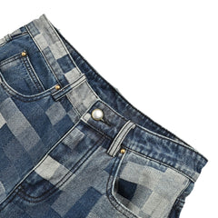 mosaic checkerboard jeans