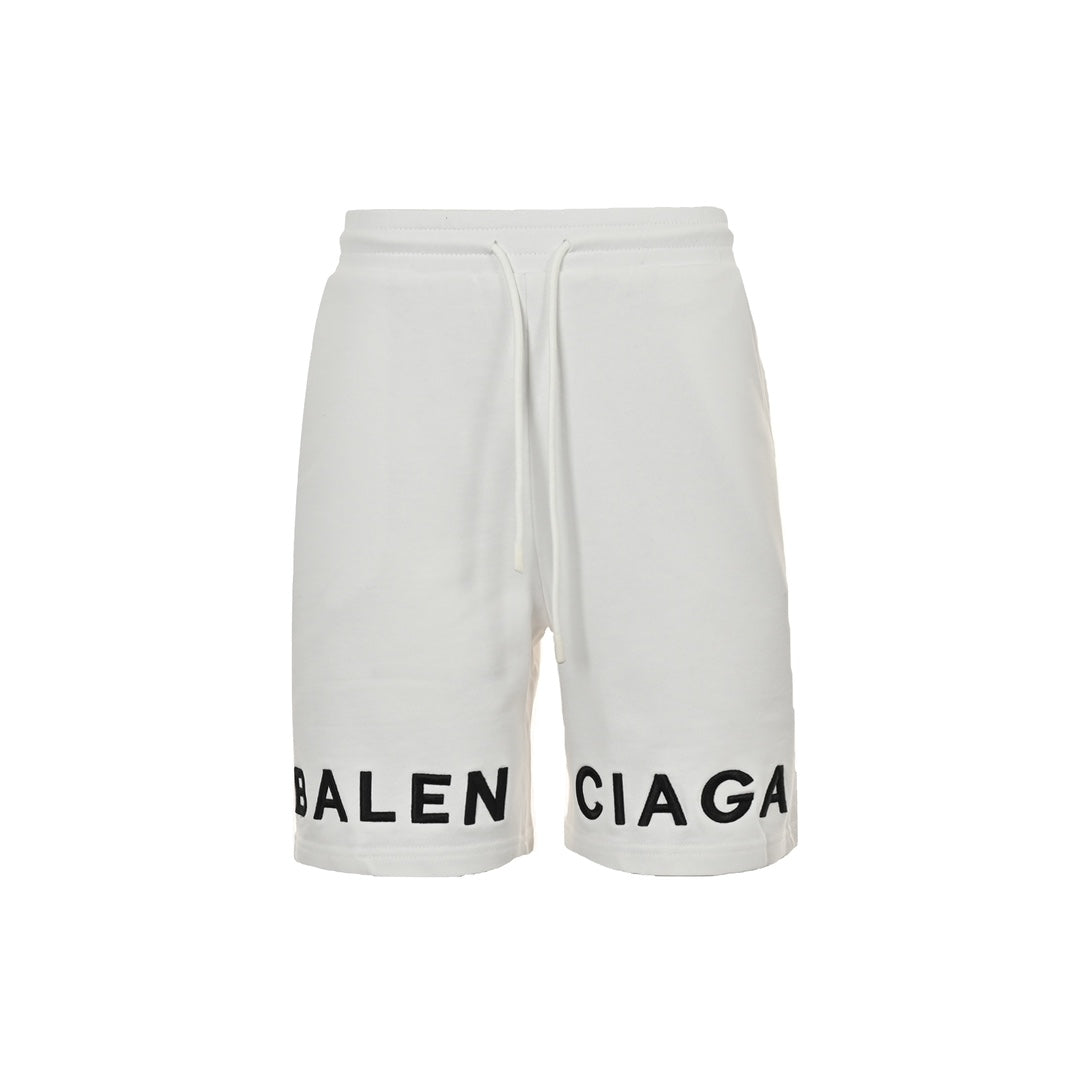 embroidered letter logo shorts