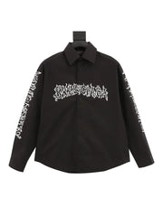 Hollow flame totem print long-sleeved shirt