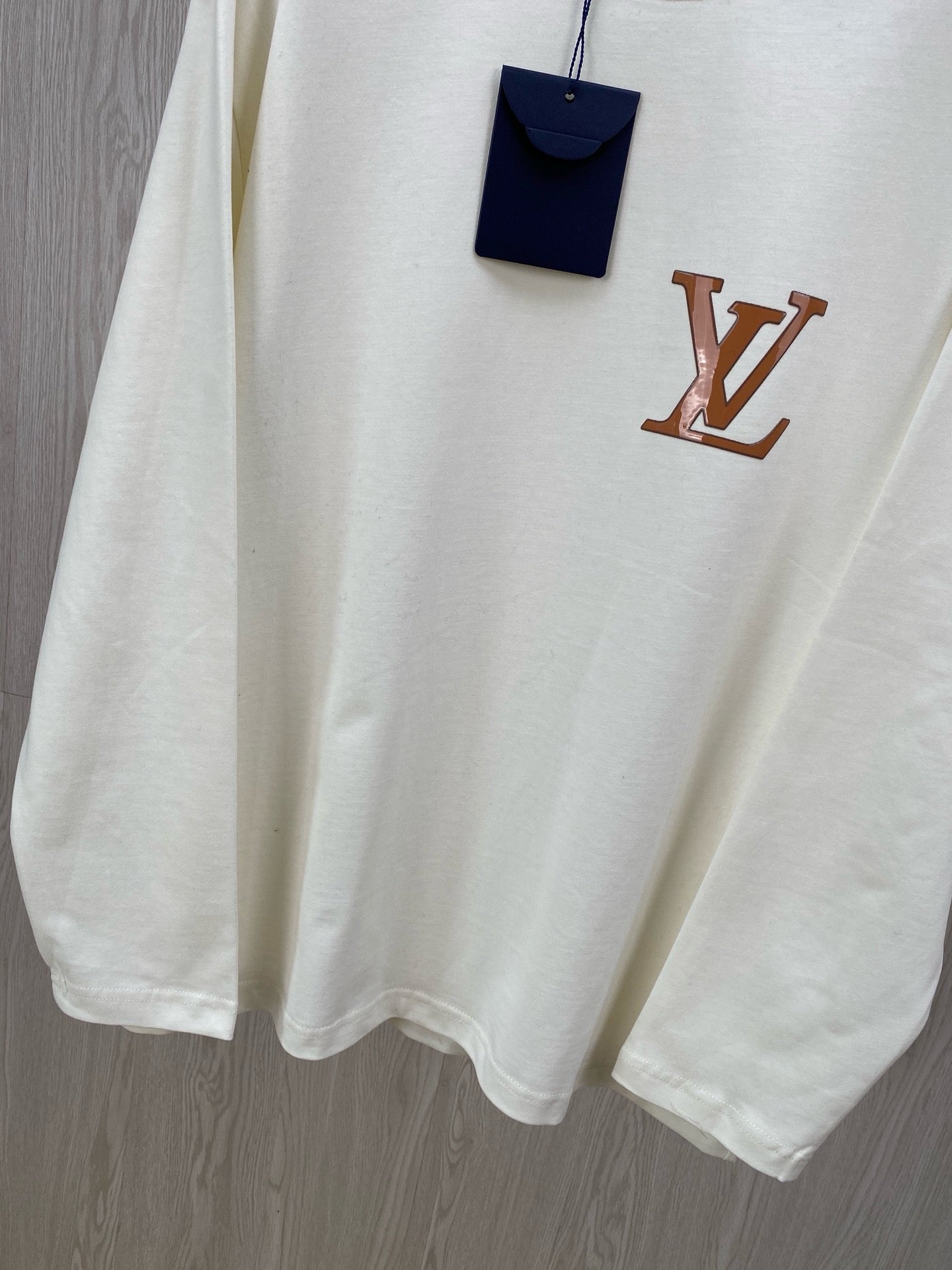 Letter Drip Print Logo Long Sleeve T-Shirt Brown