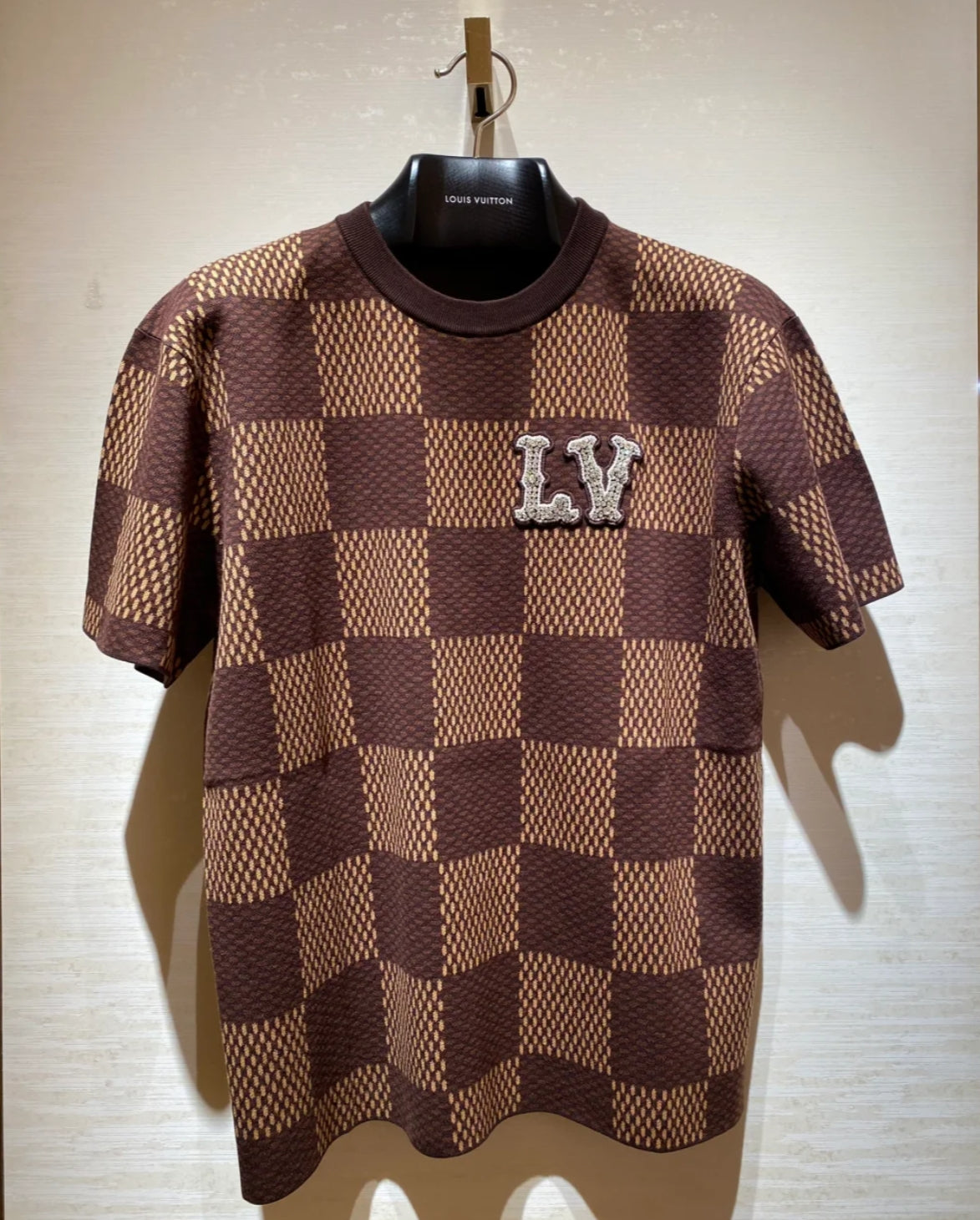 T-shirt à damier L - Marron